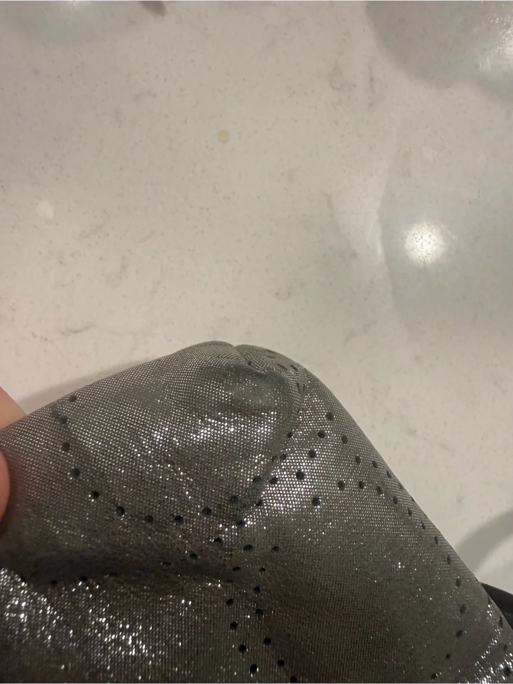 Coach Metallic Pewter Perforated Wristlet